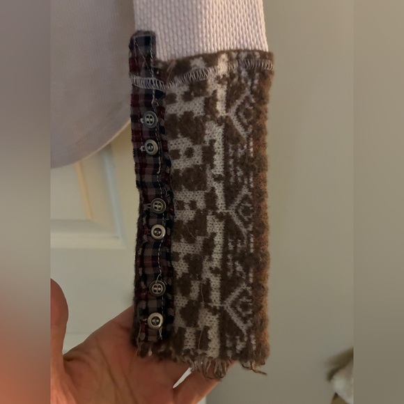 Free people Art School Embroidered Lavender thermal waffle Anthropologie Sz S - Picture 6 of 9